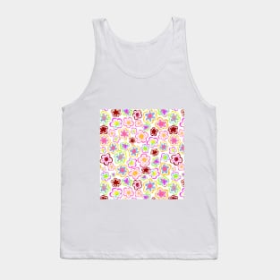Colorful Hand-Drawn Flower Pattern Tank Top